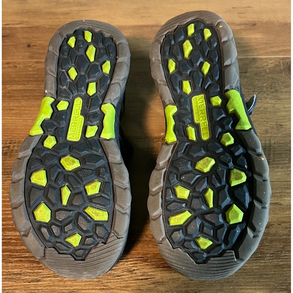 Merrell Hydro Kids Water Sandals Navy Blue Lime Green MC59375 Size 1M
